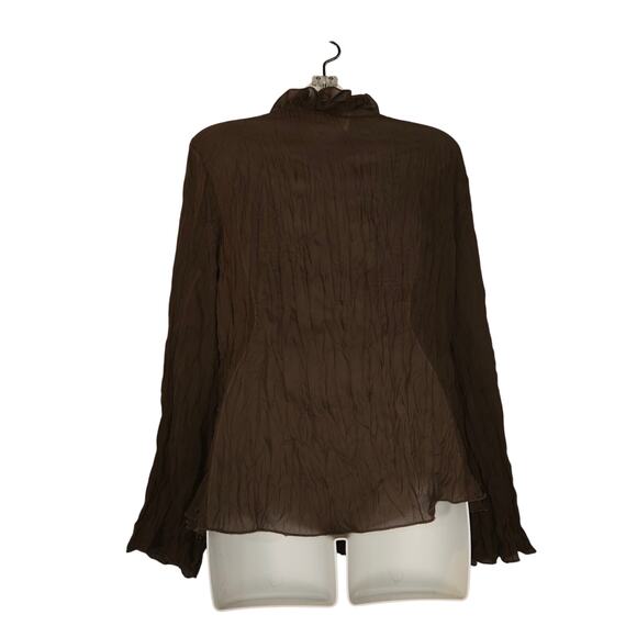 Kaelyn Max Womens Medium Blouse Sheer Brown Regency Festival Ren Fair Artsy Boho - Picture 5 of 11